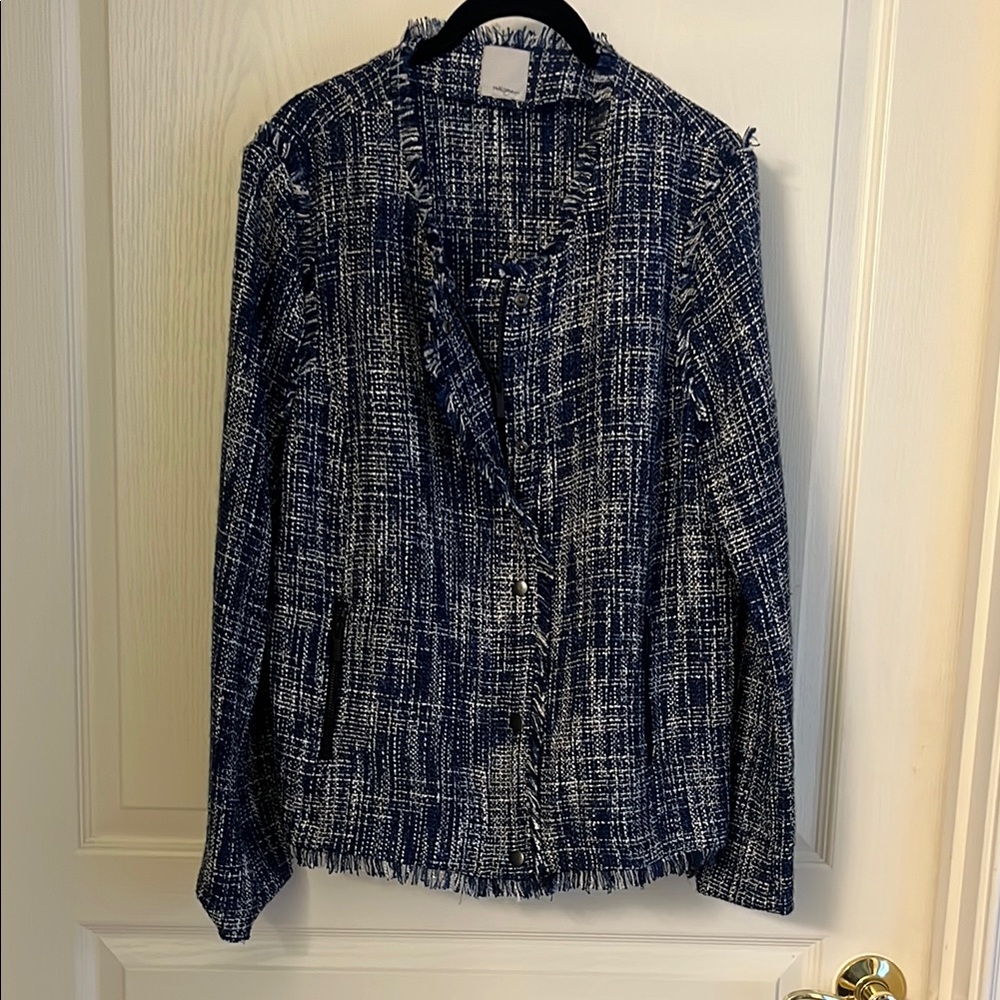 Halogen Navy and White Textured Blazer